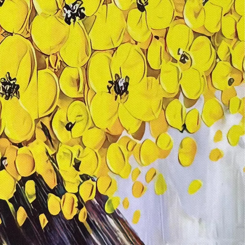 Tranh in Canvas Khóm Hoa Vàng (Hình thật tại xưởng - Đã có khung, móc, đinh treo) - The Canvas House Treo Tường 3