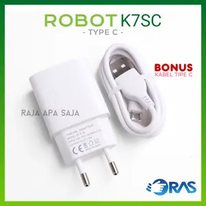 Charger Robot Type C 1,2A Safe Charging Casan Handphone Android Tipe C Murah K7SC