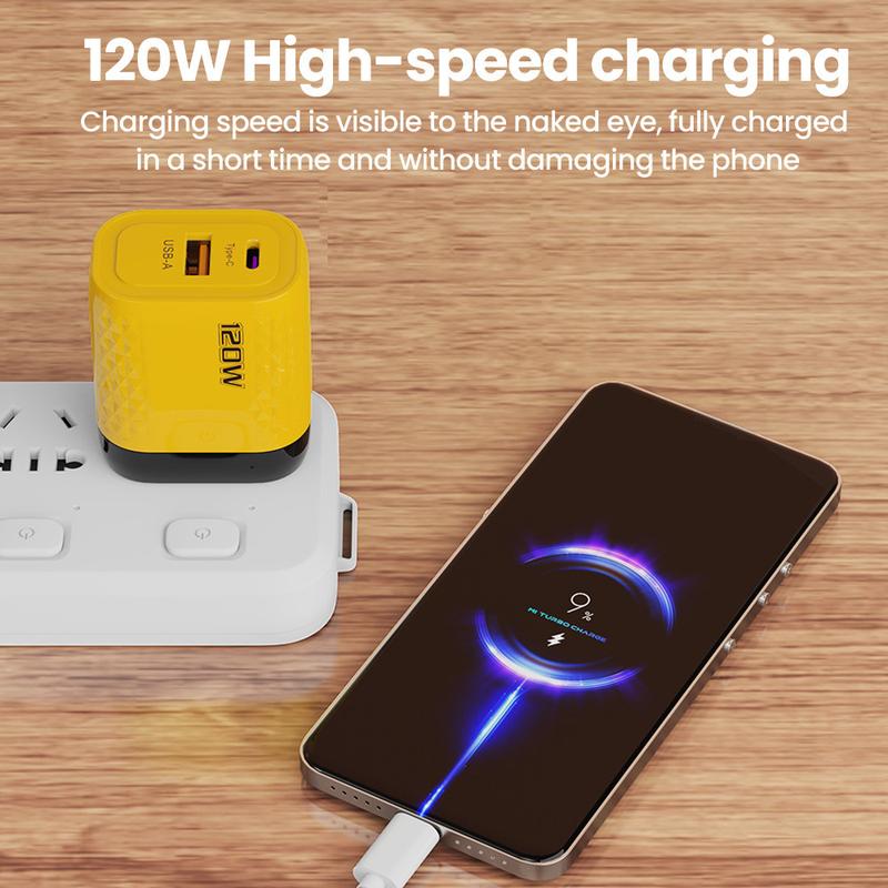 Product Introduction of Bộ sạc USB C, 120W, Sạc nhanh, Bộ sạc điện thoại Type C PD, Thích hợp cho tất cả điện thoại thông minh, QC3.0, Bộ sạc nhanh treo tường, Có phích cắm Anh, EU và Hoa Kỳ, Năm 2024, [Thanh Toán Khi Nhận Hàng] 7