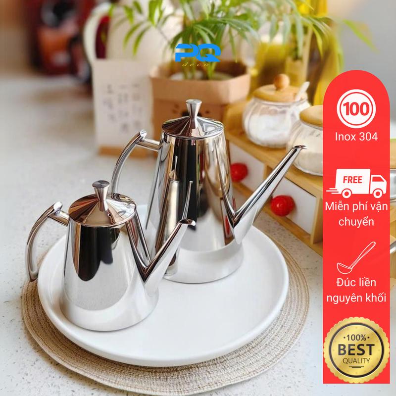 Bình rót dầu ăn oyatton inox 304 ấm đựng nước pha trà chống rò rỉ dáng bầu cao cấp