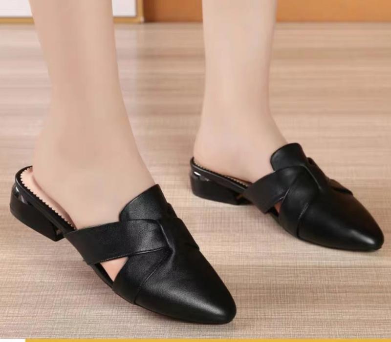 (Bảo hành 12 tháng) Dép nữ bít mũi quai chéo - chất liệu da mềm - Dép bít mũi - chiều cao đế 2p, Gót rời cao cấp - Đủ size từ 35 đến 39