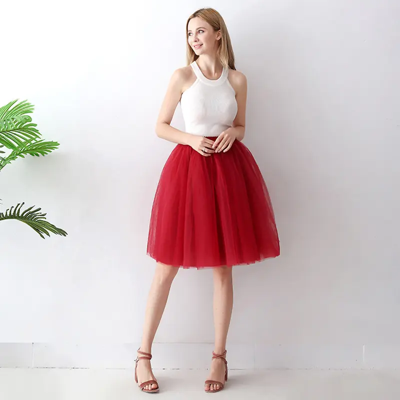 Váy Vải Tuyn Cho Nữ, Cạp Cao, Màu Trơn Nhẹ, Váy Tutu Sành Điệu, Màu Sắc Tươi Sáng, Thích Hợp Cho Mùa Hè 6