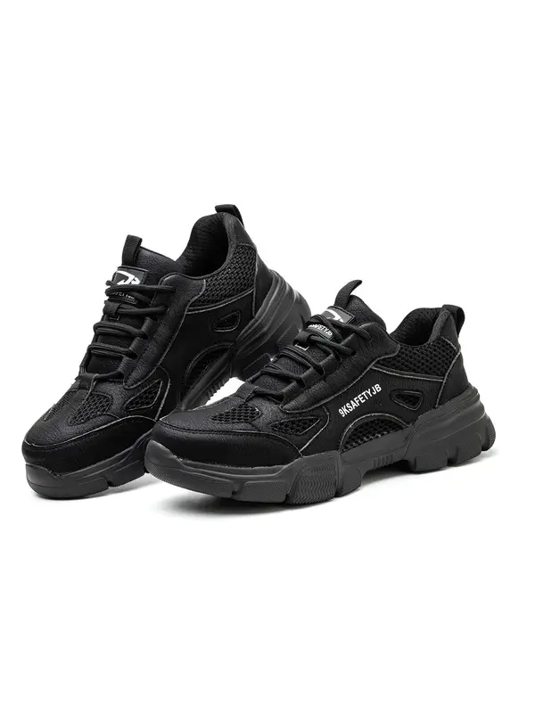 Men's Breathable Lightweight Anti-slip Safety Shoes, Casual Waterproof Workout Sneakers, Comfortable Hollow Out Design Lace Up Work Shoes, Non-slip Safety Shoes for Daily Wear 6