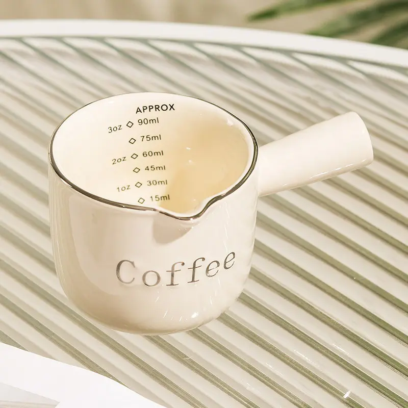 Cốc Đong Chia Độ Bằng Gốm, Cô Đặc 90Ml, Có Tay Cầm, Hộp Đựng Chất Lỏng, Cốc Sữa 0