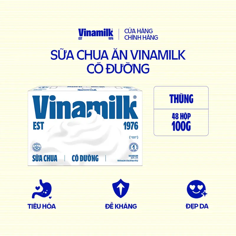 [CHỈ GIAO THÀNH PHỐ LỚN BÁN KÍNH 10KM] Sữa chua ăn Vinamilk có đường 100g Yaourt 2