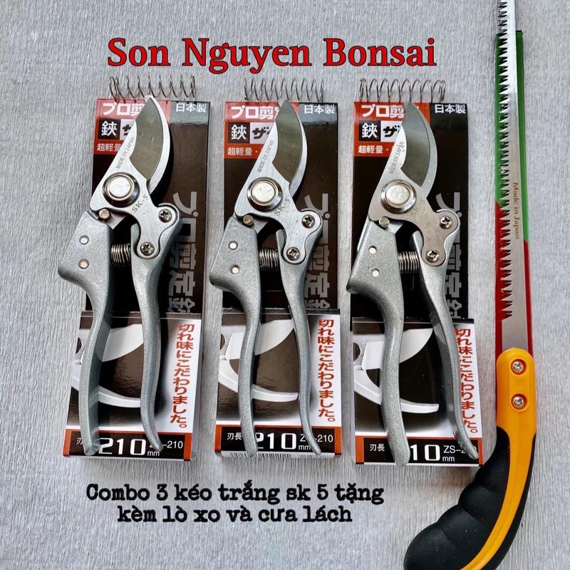 Combo 3 Kéo Bạc Sk5  Cắt Tỉa Cây Cảnh , Cây Bonsai Tặng Kèm Lò Xo Thay The và Cưa Lách Nhỏ