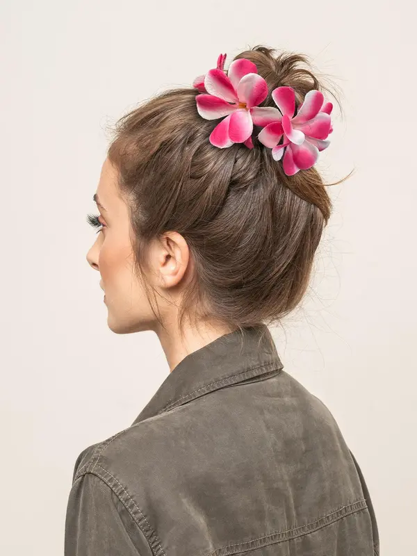 Plain Color Frangipani Scrunchies, Boho Style Hair Accessories for Women & Girls, Minimalist Headwear Suitable for Thick Hair 5