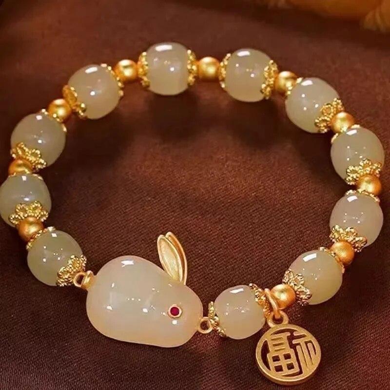 Product Introduction of 1pc Huan Beauty Jade Rabbit Bracelet Girl Rich Rabbit Small Rabbit Niche Design High Appearance Level Bracelet Gift 8