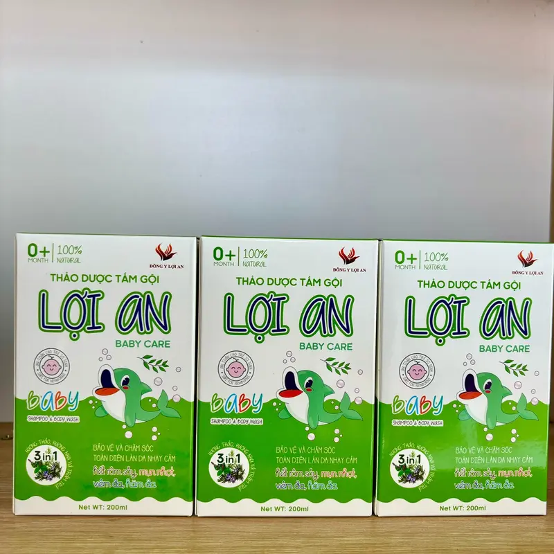 Sữa Tắm Gội Thảo Dược Lợi An Cho Bé Chính Hãng 200 ml - Hỗ trợ rôm sảy, mẫn ngứa, lông măng, vảy da đầu... nuoctam thaoduoc 5