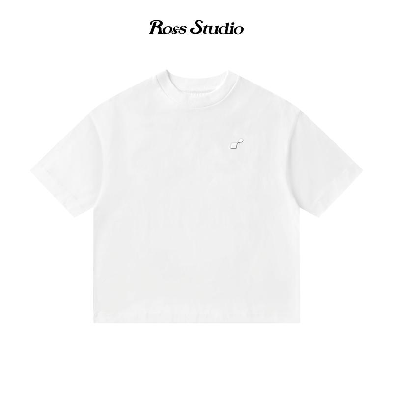 Áo Thun ROSS STUDIO Trắng Cotton 280gsm Logo Kim Loại - R IC BASIC WHITE