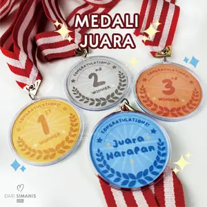 MEDALI JUARA LOMBA - medali juara satu dua tiga custom medali akrilik