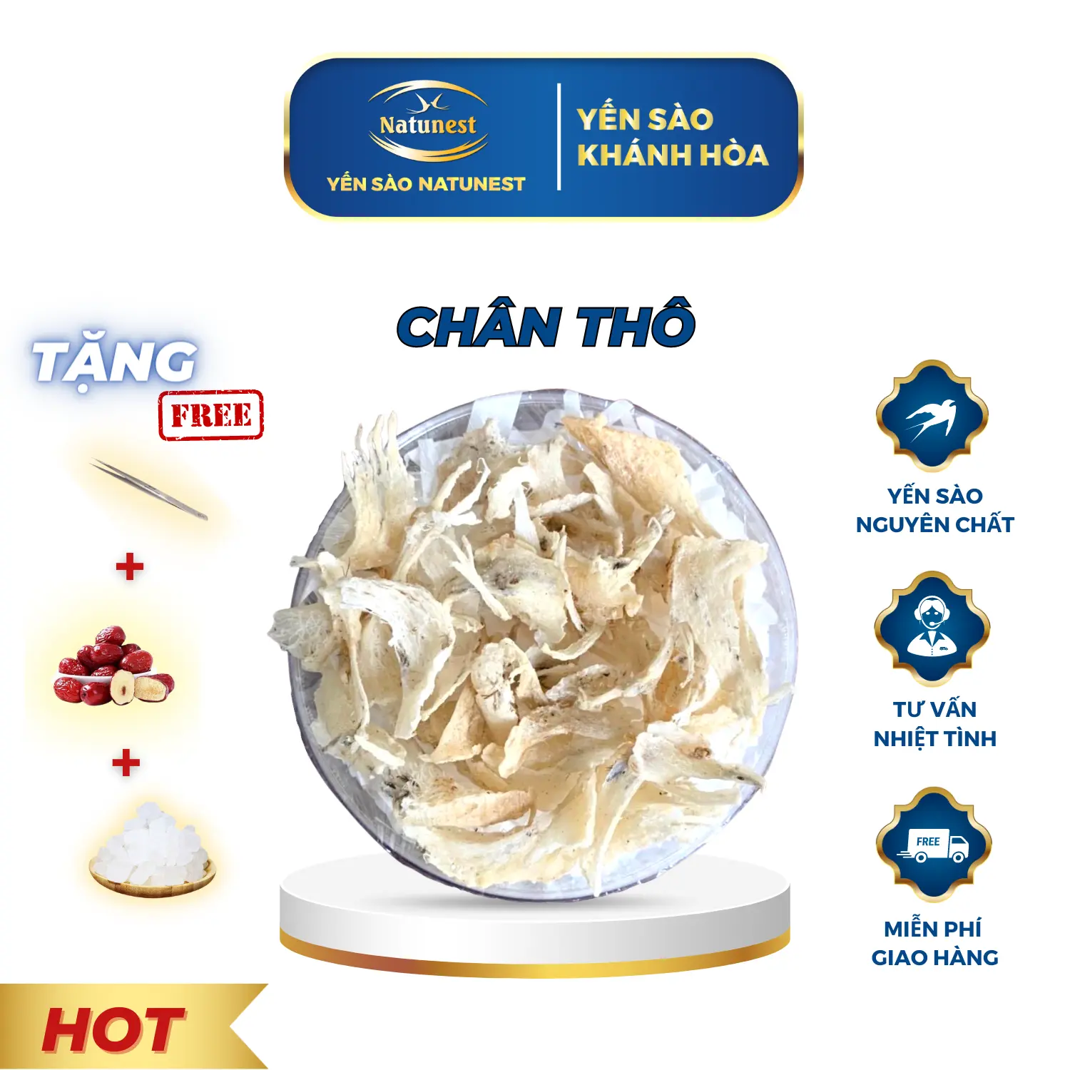 Chân yến thô sạch + Tặng nhíp, táo, đường + YẾN SÀO NATUNEST + YẾN SÀO KHÁNH HÒA Food