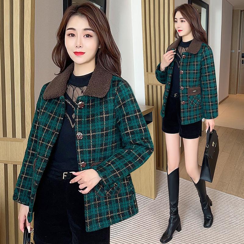 Product Introduction of Áo Khoác Len, Phong Cách Phương Tây, Họa Tiết Kẻ Sọc, Cổ Bẻ Áo, Thích Hợp Cho Mùa Thu Và Mùa Đông 3