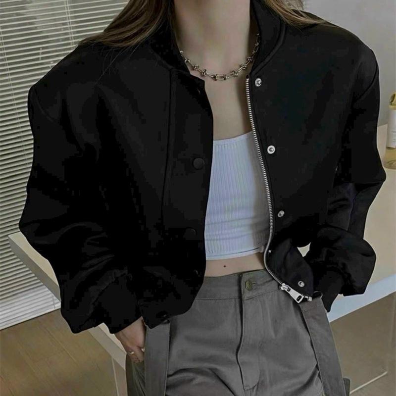 Áo Khoác Croptop Bomber Kaki Da Lộn 2 Lớp Unisex Thêu Logo Túi Nắp áo  dây  áo  khoác  ngoài áo  khoác  nữ  hoodie  zip  dày  dặn áo  khoác  2  sọc  ở  hai  bên  cánh  tay