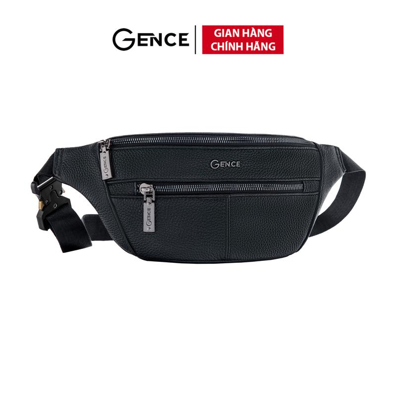Túi Đeo Chéo Nam Túi Túi Bao Tử Đeo Trước Ngực GENCE Bag TZ01 Chất Liệu Da Bò Cao Cấp Màu Đen