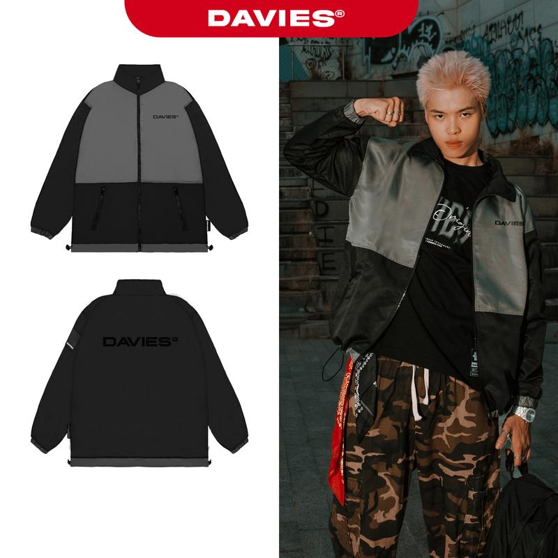 Áo khoác dù nam nữ form rộng thân áo phối xám độc đáo Charcoal Jacket local brand DAVIES | D31-AK4