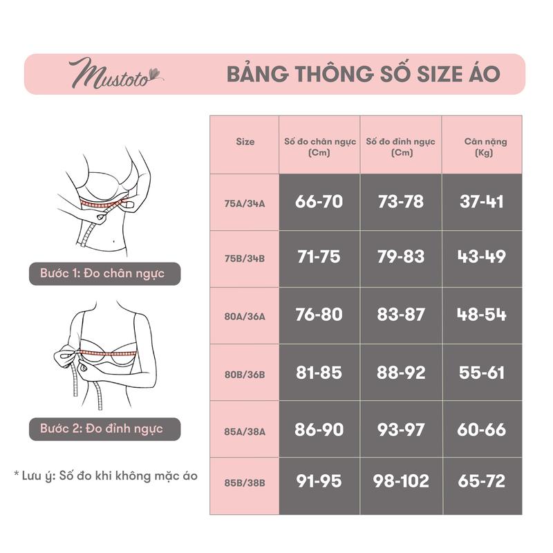 Áo Lót Nữ Mustoto Bra Mút Vừa 2.5cm Không Gọng Nâng Ngực Bra Super ButterCup (MA09) 8