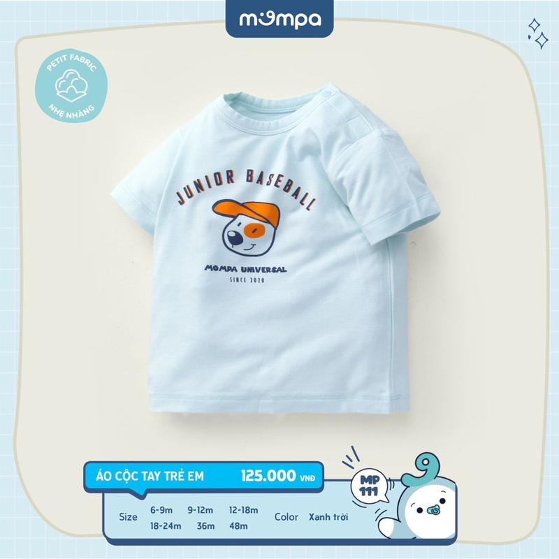 Áo cộc tay cho bé Mompa từ 6 tháng đến 4 tuổi vải Petit mềm mịn nhẹ nhàng thoáng khí cúc giữa MP 111 [DQ] 4