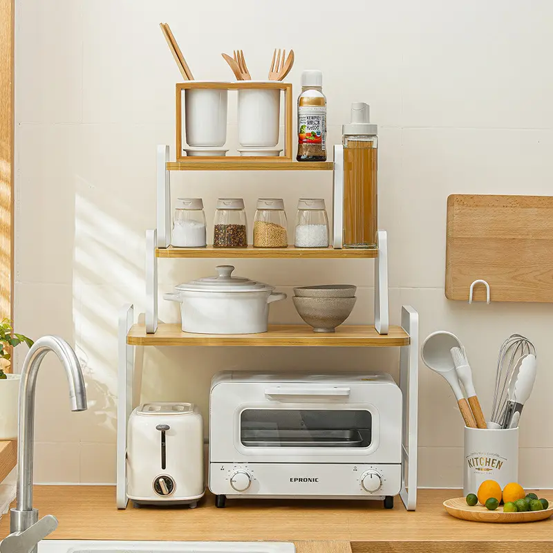 Creative Kitchen Cabinet Storage Rack Japanese Style Cabinet Partition Layered Overlay Organizing Rack Countertop Organizer Artifact Iron Rack