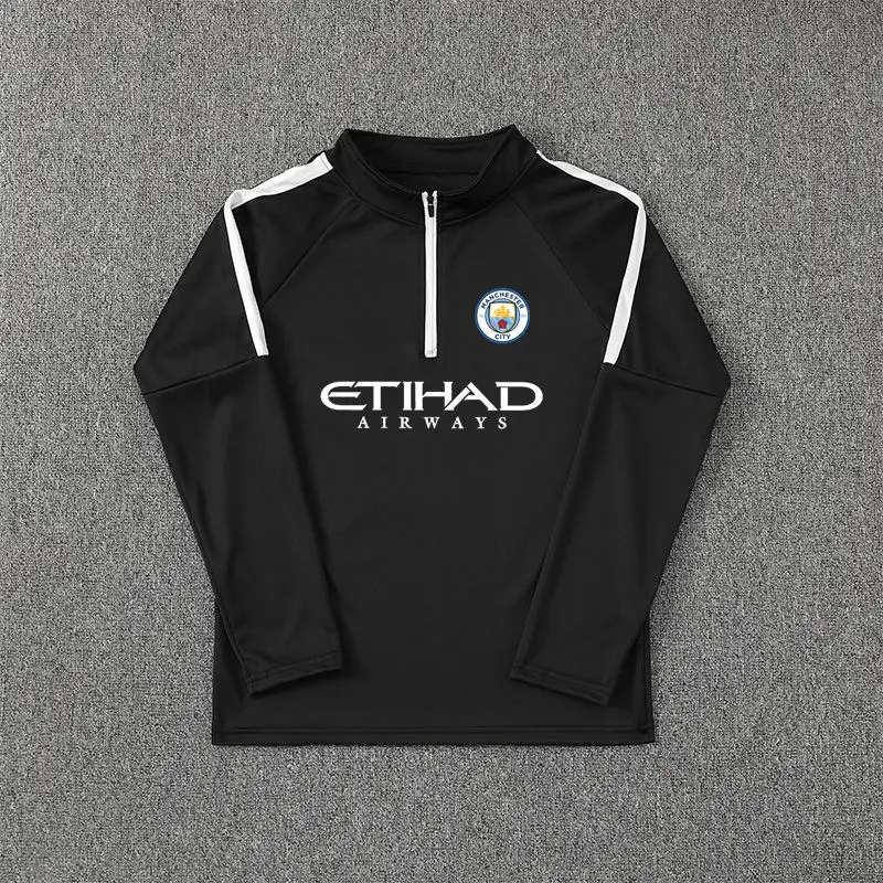 Bộ Đồ Tập Bóng Đá, Cùng Phong Cách Với Real Madrid, Manchester City Và Barcelona, Dây Kéo Một Nửa, Quần Áo Nhanh Khô, Thích Hợp Cho Thể Thao Chạy Bộ, Dài Tay, 2425