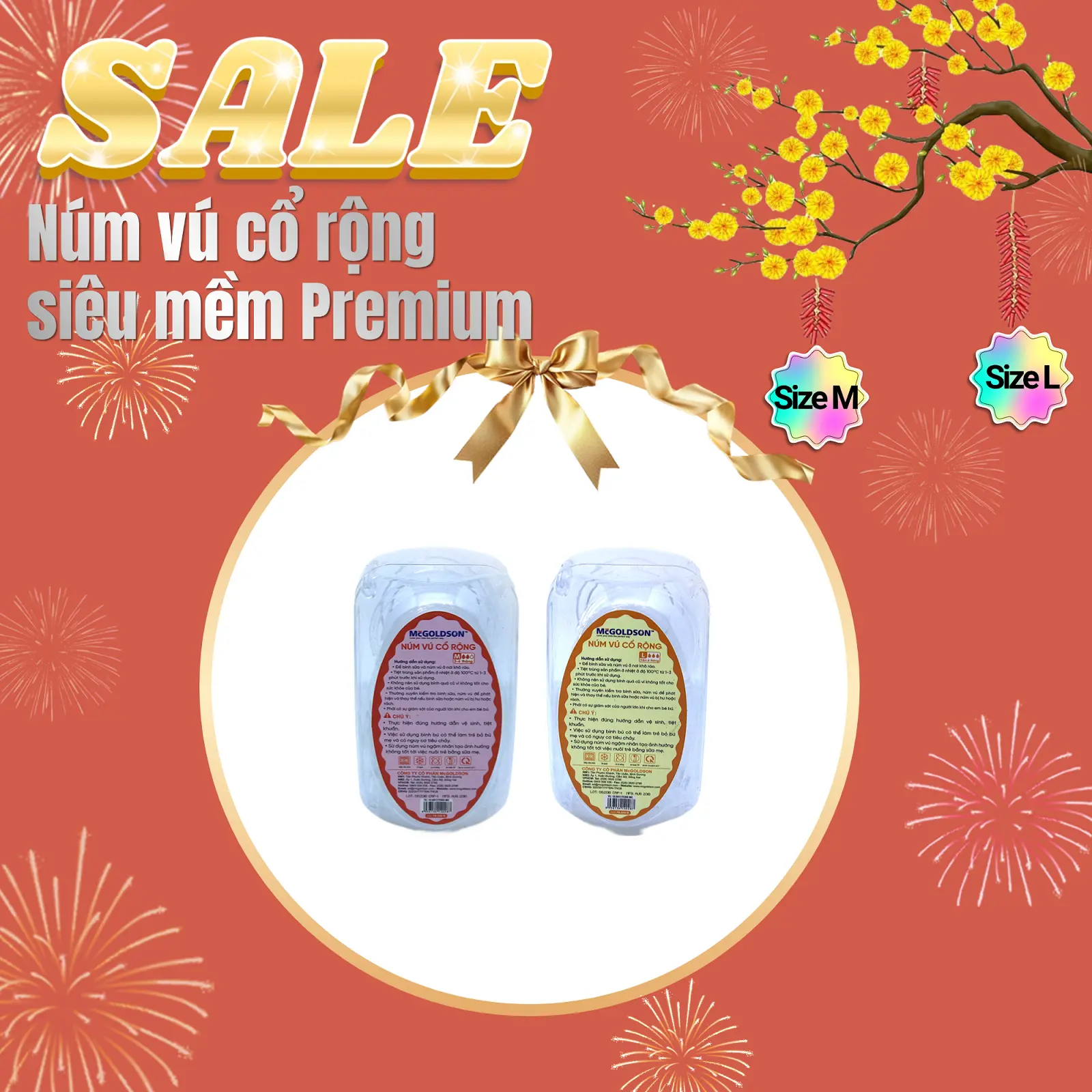 Núm ty cổ rộng siêu mềm McGOLDSON Premium (2 cái/hộp)