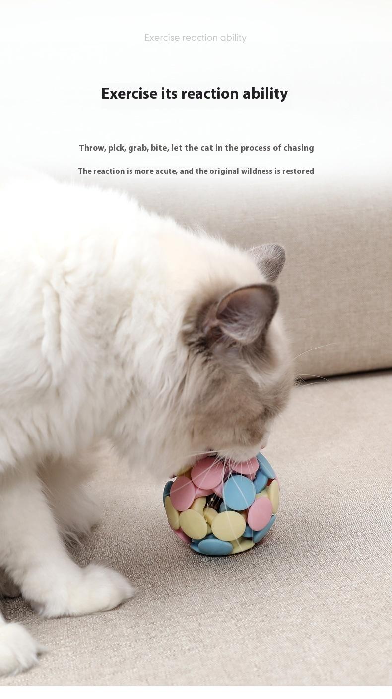 Product Introduction of Cat Color Matching Bell Toy Ball Macaron Three-Color Woven Ball Dog Cat Self-Hi Supplies 12