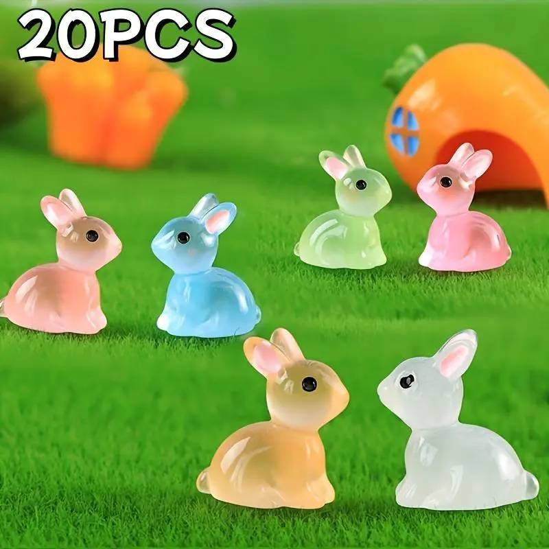 Cute Rabbit Design Resin Ornament, 20pcs/set Mini Rabbit Decoration, DIY Craft for Home Garden Party Wedding 7