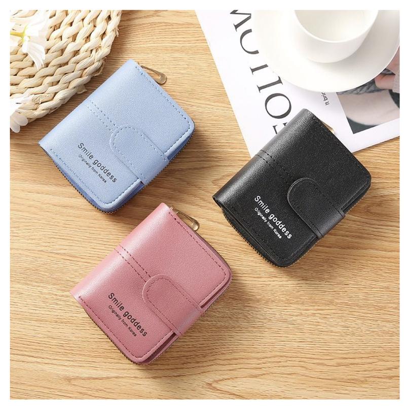 Dompet Lipat Zipper Compact Wanita Korean Style Kartu dan Koin 1