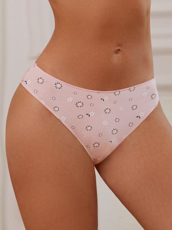 Women's 4pcs Ditsy Floral Print Panty, Soft Comfy Fit Breathable Underwear for Daily Wear, Women's Knickers for All Seasons 8