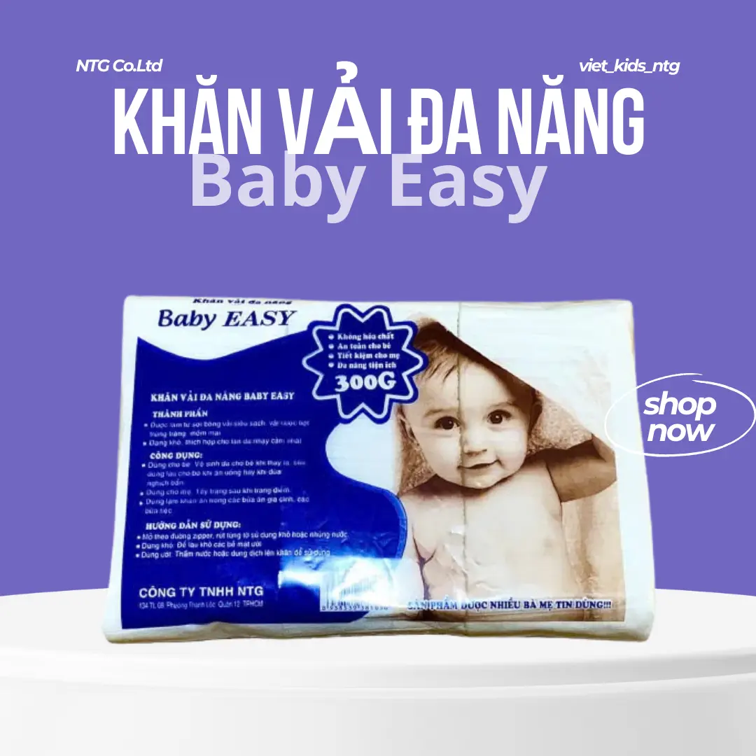 Set 3 gói Khăn Khô đa năng EASY 300gr, TẶNG 2 móc treo tường, vải mềm mịn, Siêu tiết kiệm, an toàn Cho Bé .Khăn Tắm
