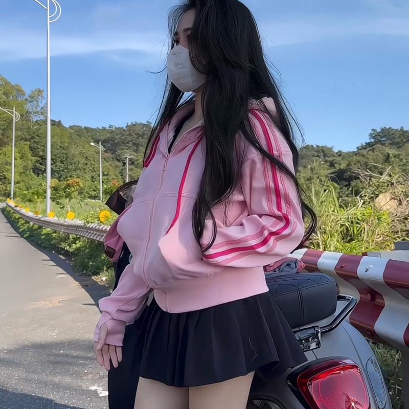 Áo Khoác Gân Sọc Tay Phối Style Xinh Xắn | 6 túi khoá kéo | By Đào Tuyền Store | Nữ Top Jacket Women