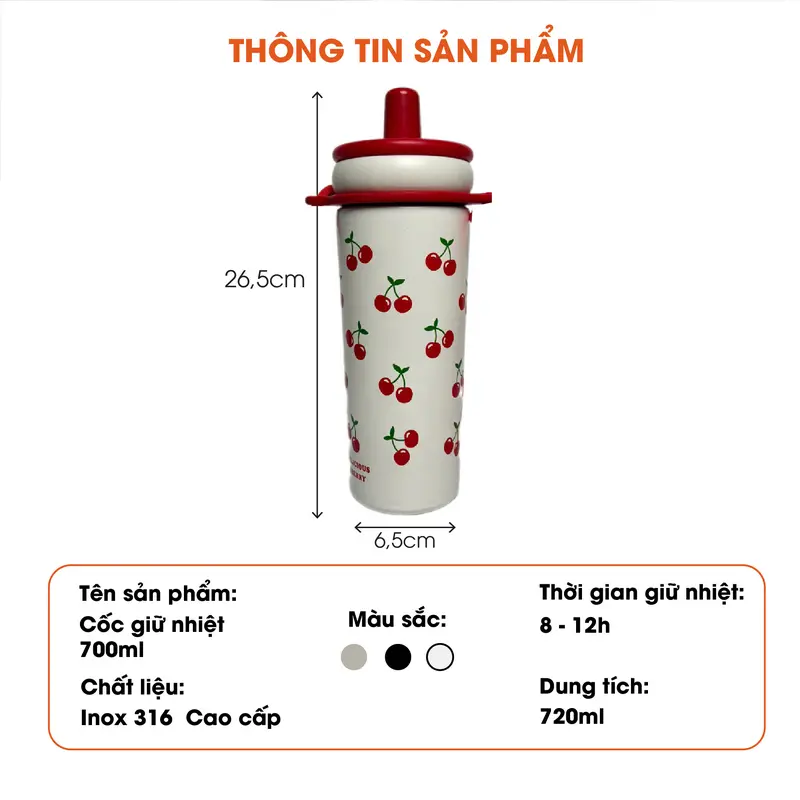 Cốc giữ nhiệt CHAOKU dung tích 720ml có ống hút và lõi lọc trà, inox 316 cao cấp có dây đeo tiện lợi, khắc tên theo yêu cầu 5