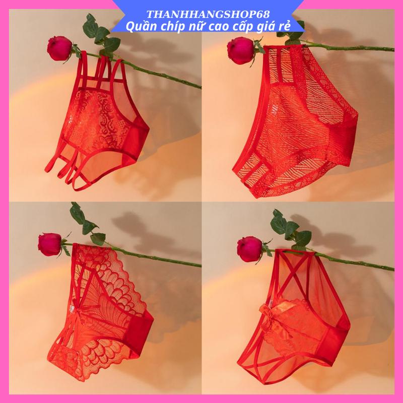 Combo 4  Quần Màu Đỏ Ren Mềm Cao Cấp R49 Nữ Women quần  lót quần  lót đồ _
