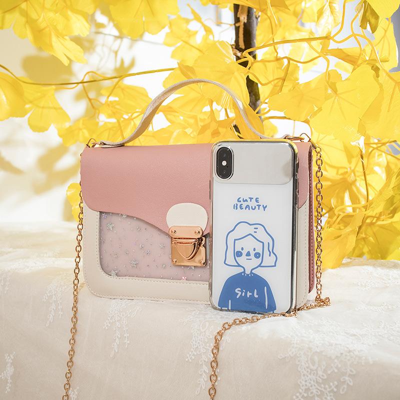 24 giờ vận chuyển Hàn Quốc phiên bản Sequin sao in một vai điện thoại túi mùa hè bao gồm khóa điện thoại di động túi vuông nhỏ 6