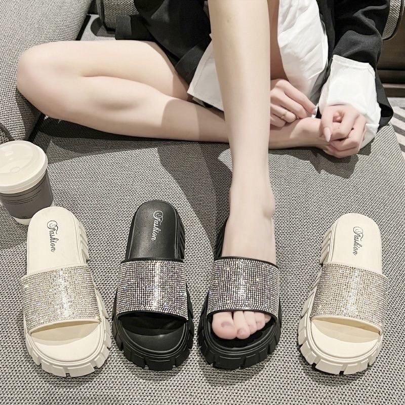  Dép Nữ Bánh Mì Đính Đá 3p Cực Xinh 