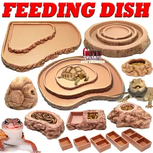 FEEDING WATERDISH WORM DISH TEMPAT MAKAN MINUM SULCATA REPTILE KURA KURA DARAT TORTOISE GECKO INSECTA RANTULA KALAJENGKING  ULAR KELOMANG BEARDED DRAGON CHAMELEON IGUANA KADAL WADAH AIR MANGKUK PIRING PELET PAKAN REPTIL