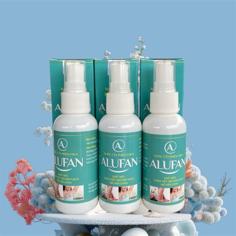 Combo 3 lọ xịt phèn chua chưng cất alufan khử mùi hôi nách, hôi chân ( mỗi lọ 60ml) lăn chân