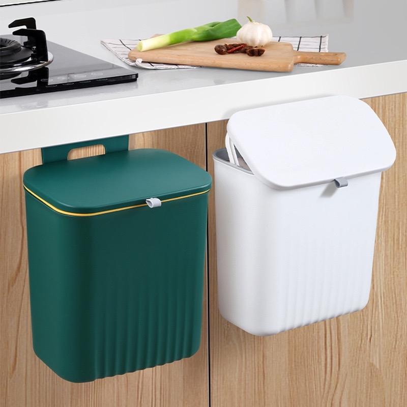 ￼Thùng rác treo tủ bếp có nắp đậy thông minh, dán tường, thùng rác nhà vệ sinh tránh nước, không lo ẩm mốc Đựng Rác 2