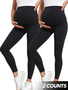 Maternity Solid Color Leggings, Soft Comfy Breathable High Waist Pregnancy Pants for Women, Maternity Pregnant Bottoms for All Seasons