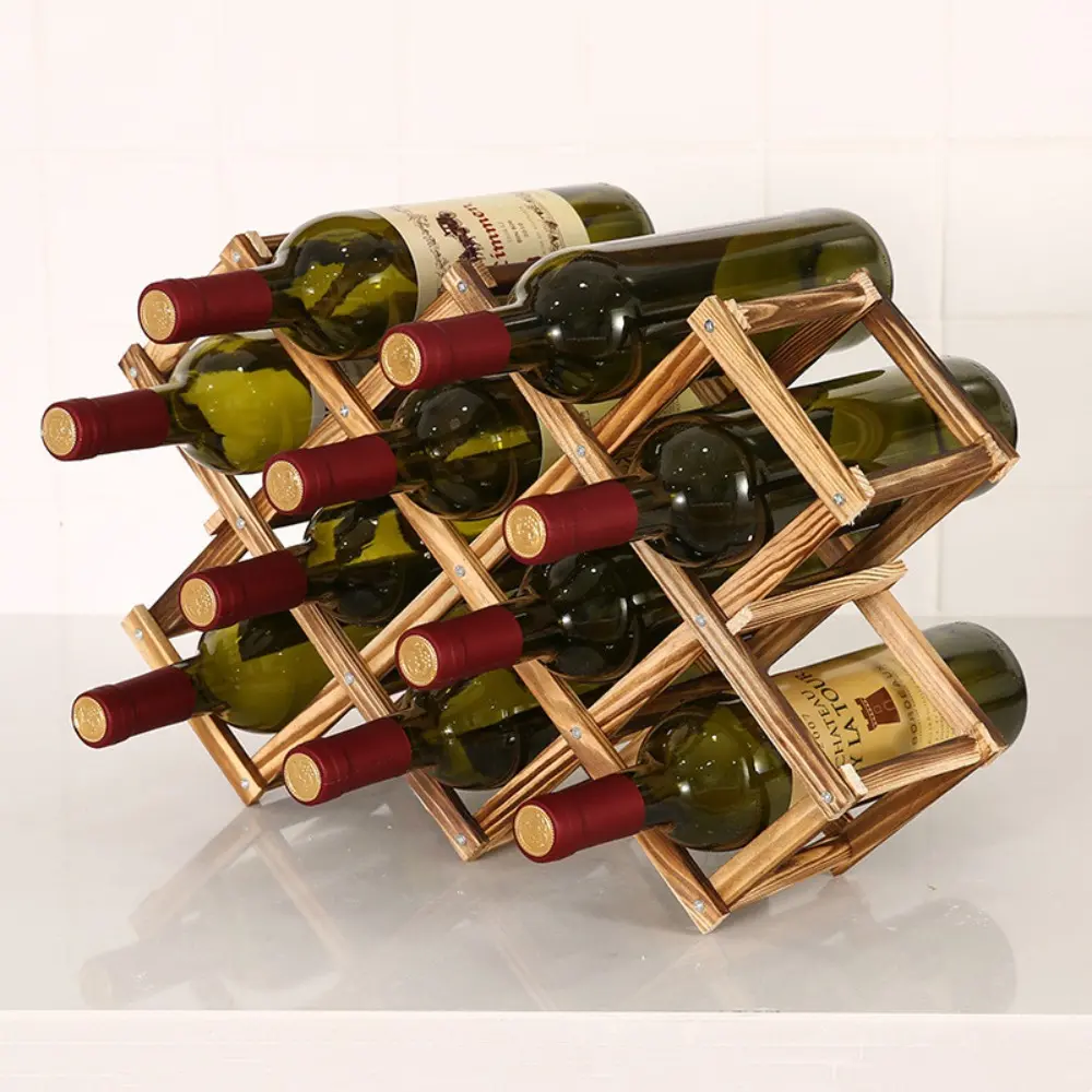 Retro Antique Display Stand Ornament Collapsible Practical Foldable Wine Shelves Red Wine Bottles Organizer Wine Bottle Holder Wine Bottle Rack