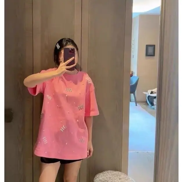 ￼Áo Thun Đính  Ngọc Đá  ,Chất Cotton Co Giãn, Thoáng Mát Nữ Women Top 6