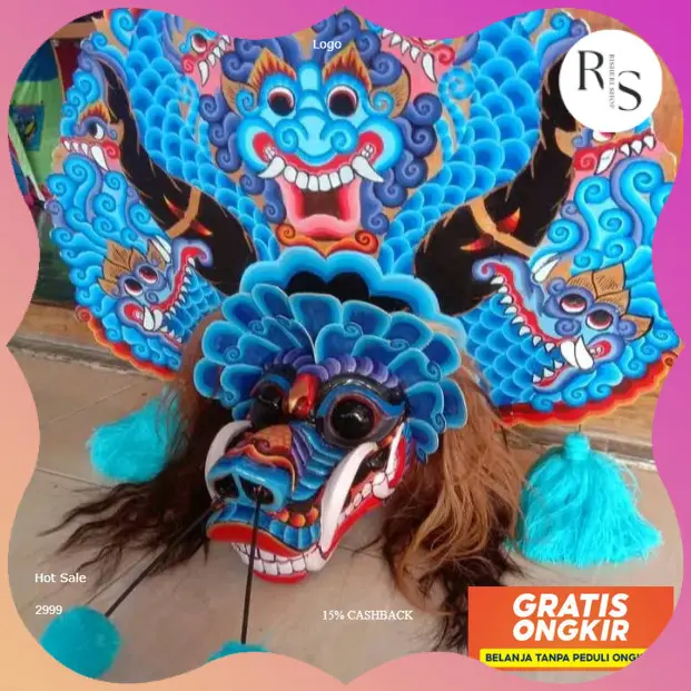[STOK BARU] TERLARIS BARONGAN DEVIL Sungut Full Kayu Asli Ukuran 14 Bonus Kemul Panjang Dan Pentul Tinggal Pakai Mainan Anak