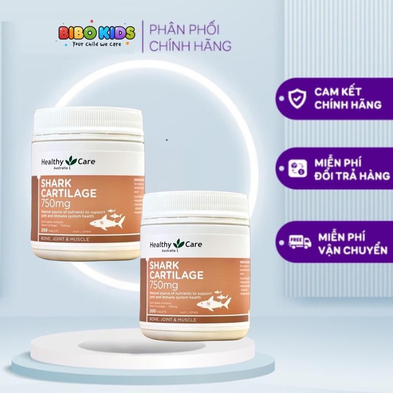 Viên Uống Sụn Vi Cá Mập Heathy Care Shark Cartilage 750MG 200 Viên Hỗ Trợ Xương Khớp Chiết Xuất