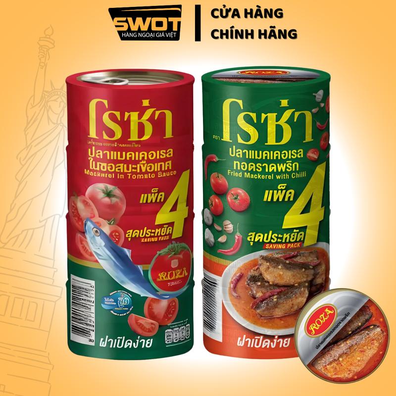 Combo 4 hộp cá thu chiên sốt chua cay Roza Thái Lan 140g, Cá hộp Thái thơm ngon, nhiều chất dinh dưỡng Ăn vặt - SWOT