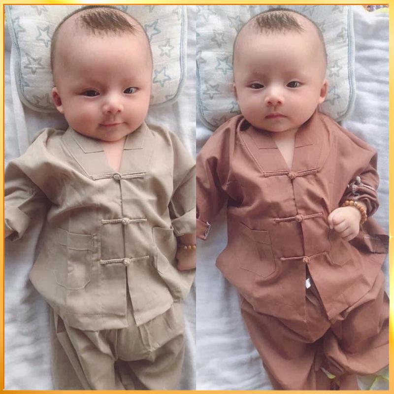 Đồ Lam Đi Chùa Bé Trai & Bé Gái - Bộ La Hán Phật Tử Vải Kate Mỏng Truyền Thống, Áo Tay Dài Có 2 Túi, Nút Vải Kết Thủ Công N.A STORE BÉ-AL015 Sandal Jean Gile Cho Bé Dép Sandal