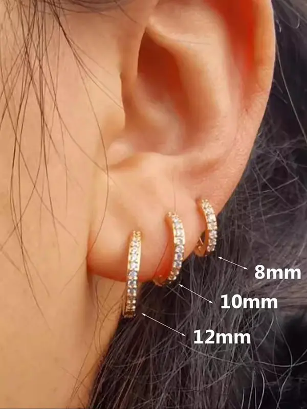 Simple Rhinestone Decorated Hoop Earrings, Fashionable Earrings for Women & Girls, Trendy All-match & Exquisite Jewelry for Birthday Gift 2