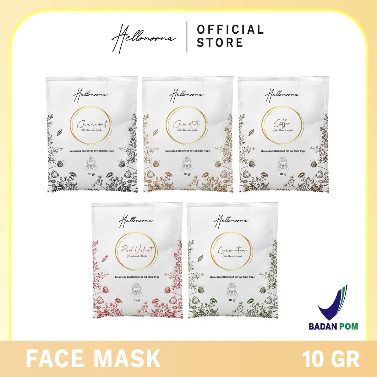 Masker Komedo Gelatin Hellonoona 10 gram by Sella Novika