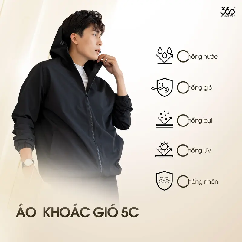 (Tặng ngay VOUCHER 100K  khi mua 2 áo) Áo khoác gió nam nữ Unisex 360Boutique khoác dù form rộng chống nước nắng có mũ có bigsize Jacket - AKGOL418 Menswear 6