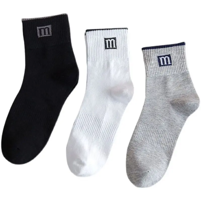 10 Pairs Men's Socks Tube Spring and Autumn Four Seasons Deodorant Labor Protection Black Cotton Long and Short Socks Fashion Men's Socks Menswear Lingerie Bowling