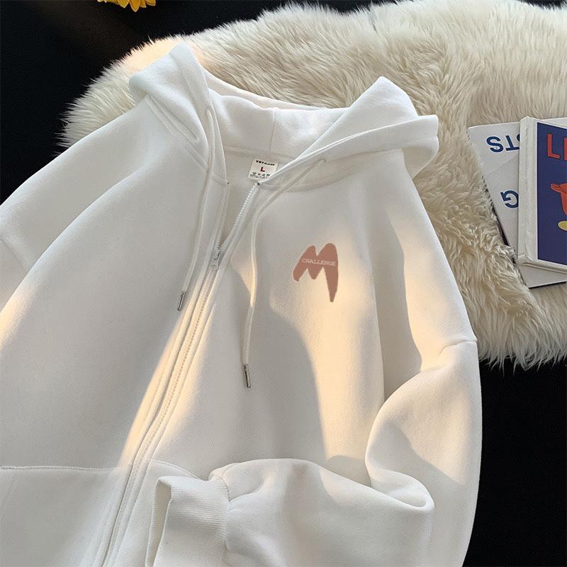 Áo Khoác Hoodie Zip Có Túi Trong Chất Liệu Nỉ Cotton TQ Mềm Mịn Ấm Áp Cho Bé in Hình chữ M Challenge Đơn Giản Dễ Phối Đồ
